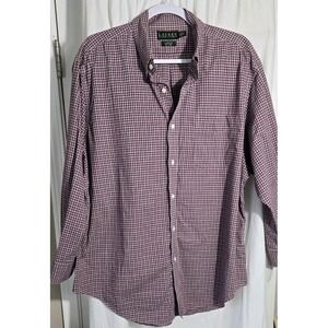 Lauren Ralph‎ Lauren Plaid No Iron Classic Fit Button Down Shirt 17.5 32/33